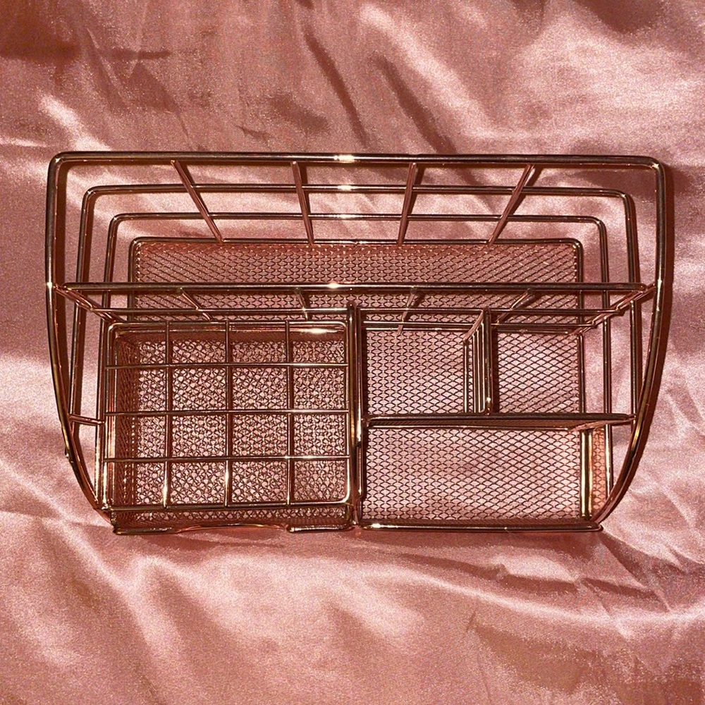 Rose gold desk organizer